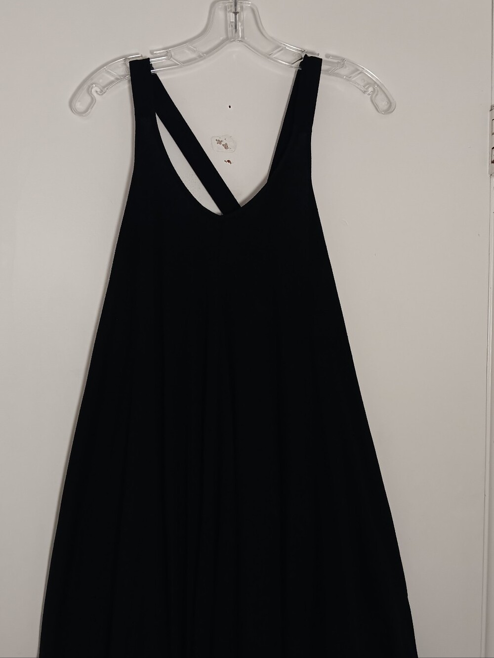 Apt A Womens  Xl Black Sleevles Swing Dress  Race Back Handkerchief Hem Strech .